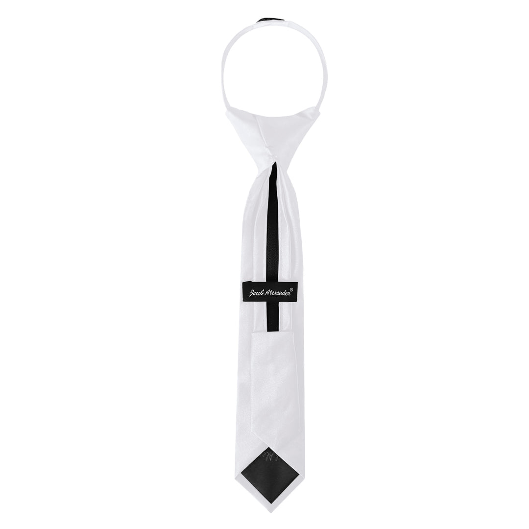 Kids' Solid 11" Zipper Tie - White