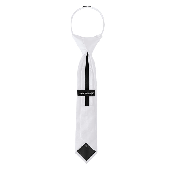 Kids' Solid 11" Zipper Tie - White