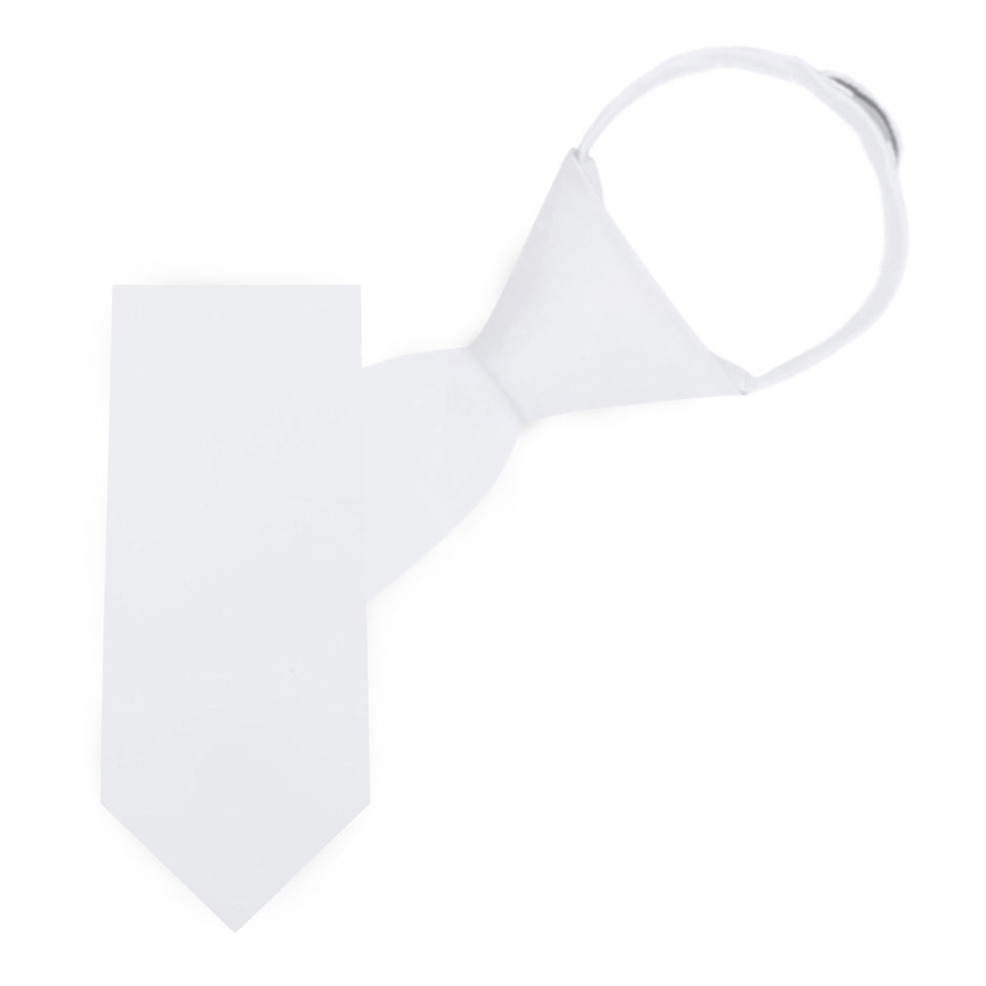Kids' Solid 11" Zipper Tie - White