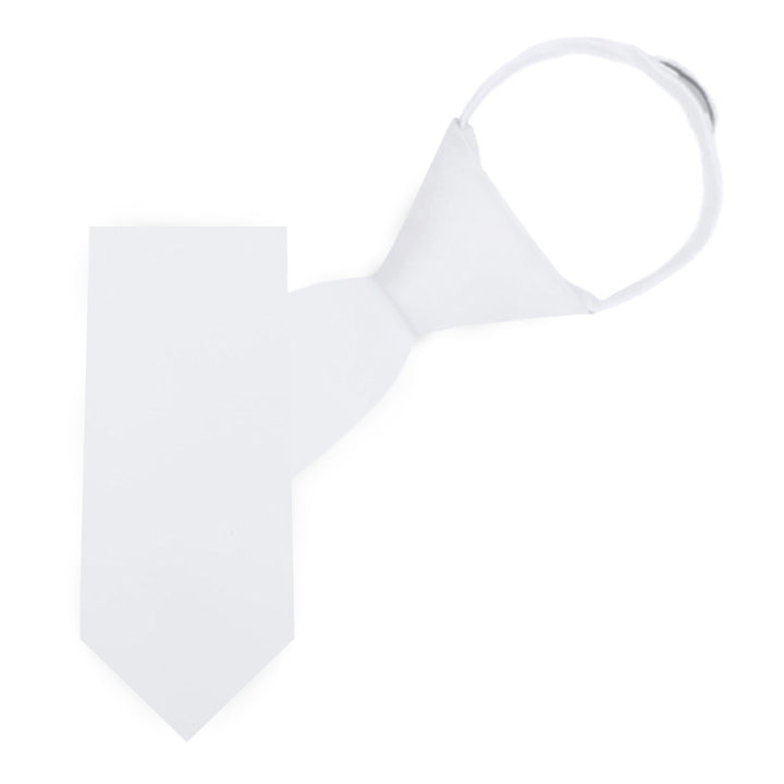 Kids' Solid 11" Zipper Tie - White