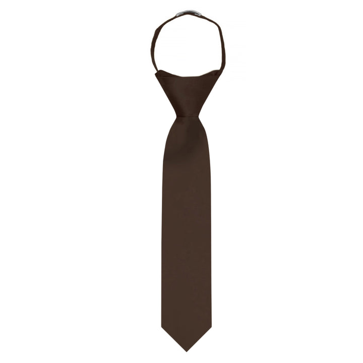 Kids' Solid 11" Zipper Tie - Brown