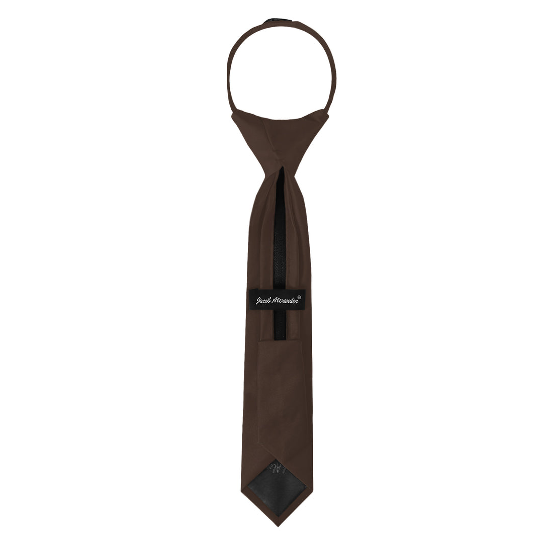 Kids' Solid 11" Zipper Tie - Brown