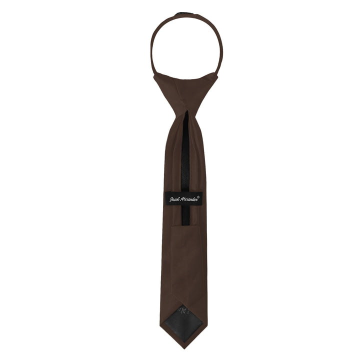 Kids' Solid 11" Zipper Tie - Brown