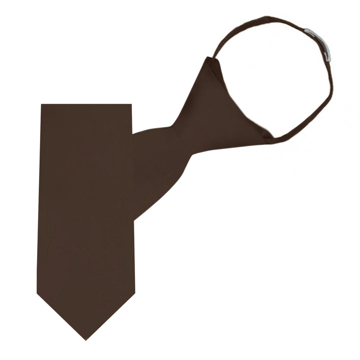 Kids' Solid 11" Zipper Tie - Brown