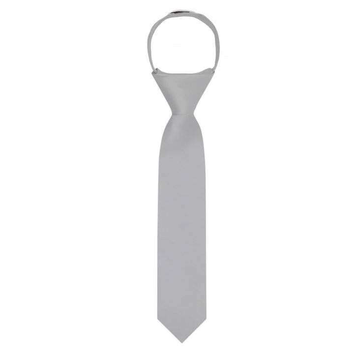 Kids' Solid 11" Zipper Tie - Silver