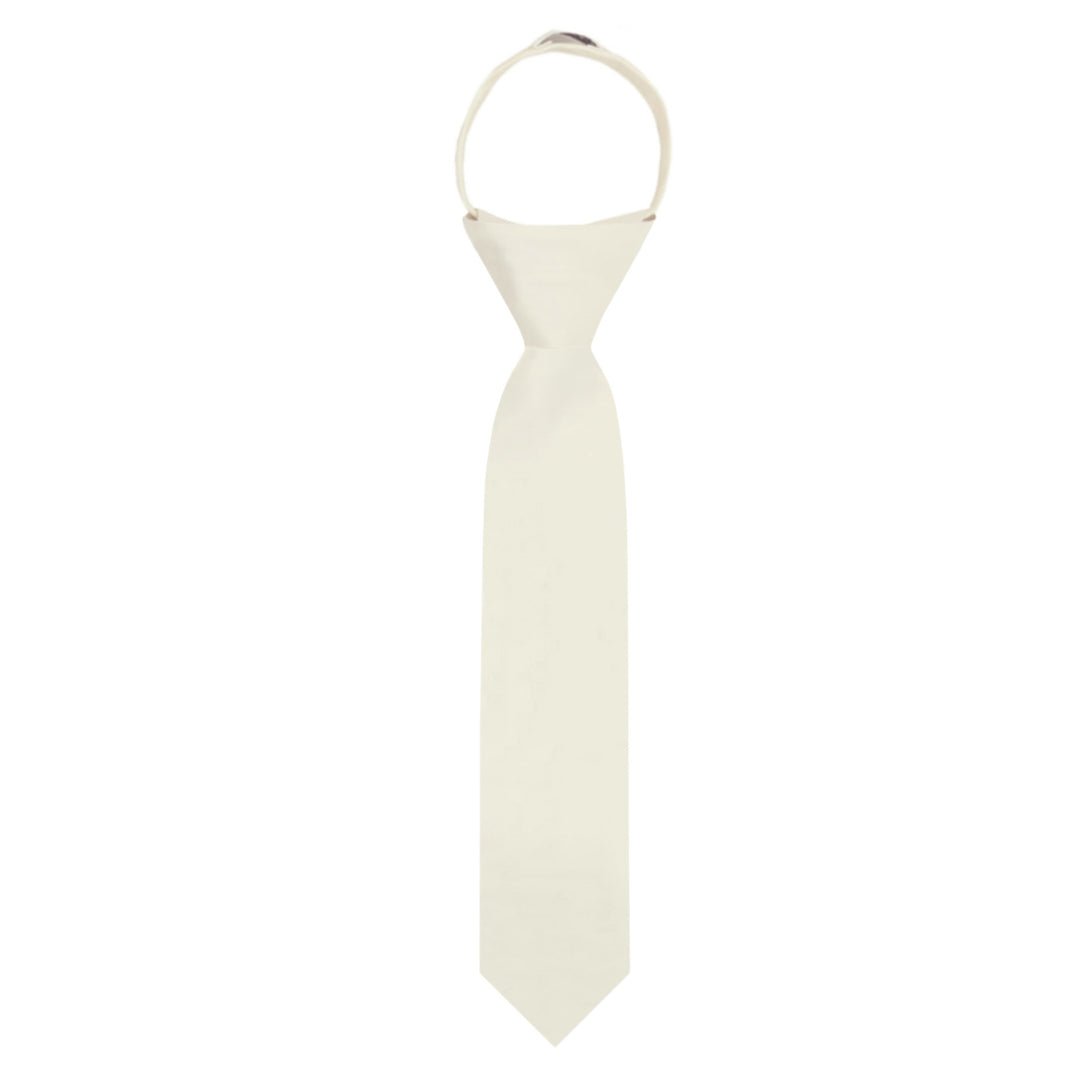 Kids' Solid 11" Zipper Tie - Ivory
