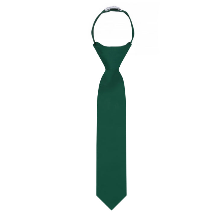 Kids' Solid 11" Zipper Tie - Hunter Green