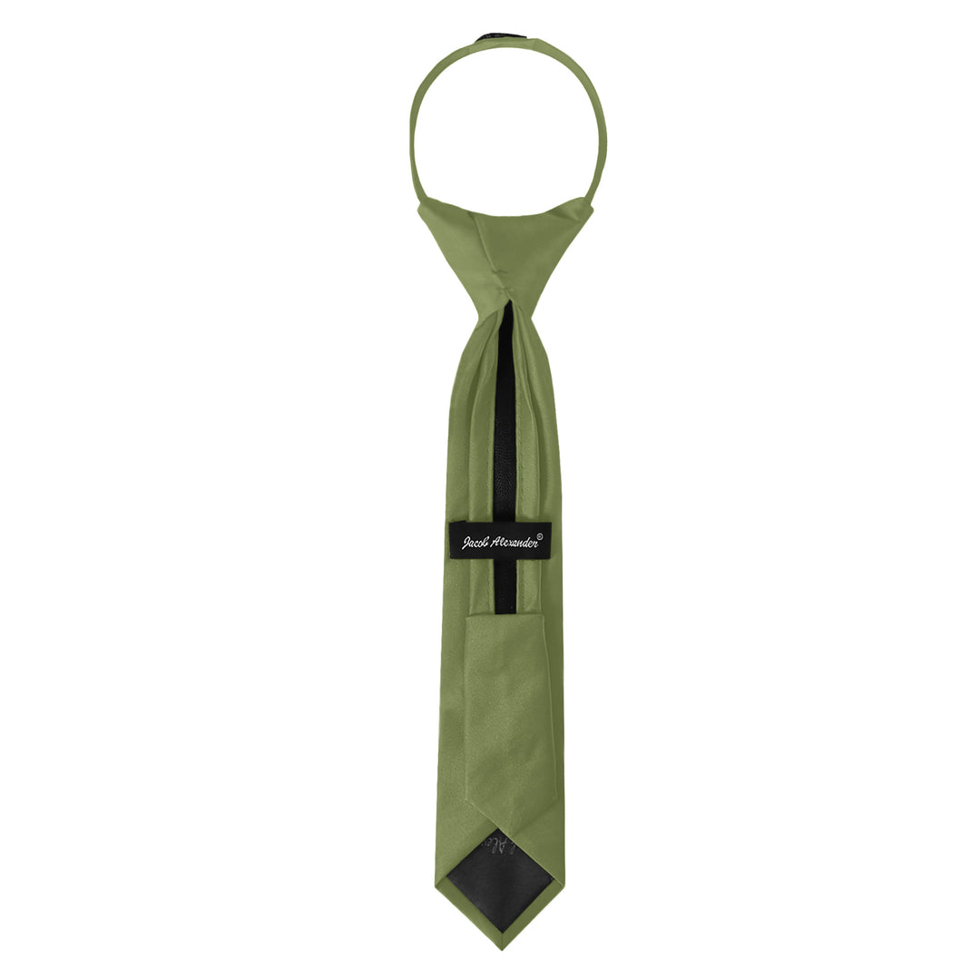 Kids' Solid 11" Zipper Tie - Olive Green