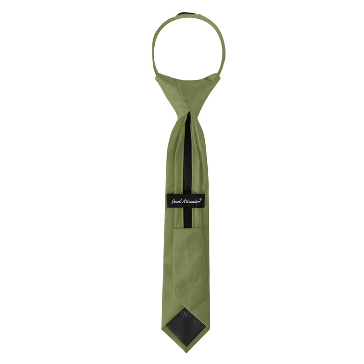 Kids' Solid 11" Zipper Tie - Olive Green