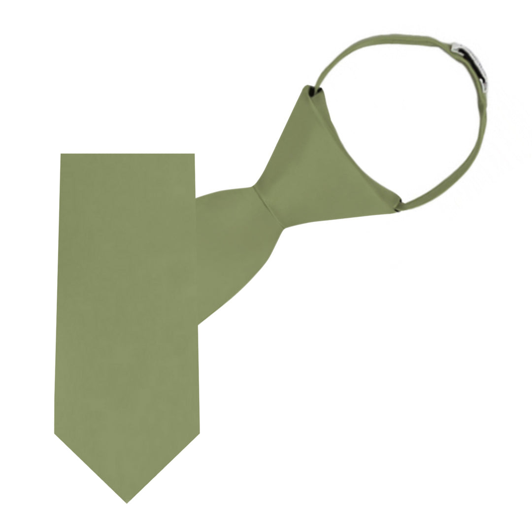Kids' Solid 11" Zipper Tie - Olive Green
