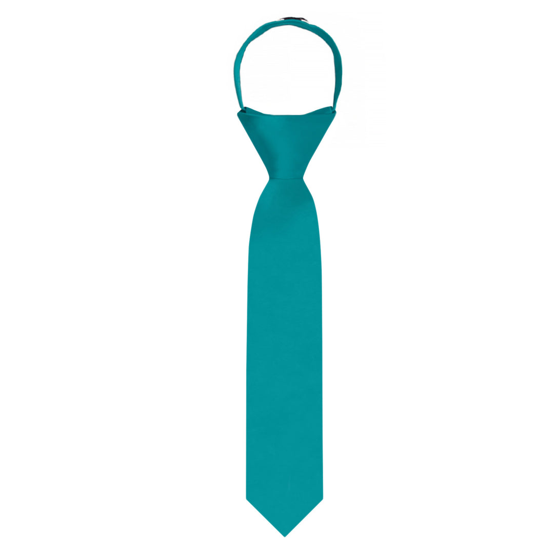 Kids' Solid 11" Zipper Tie - Teal Green