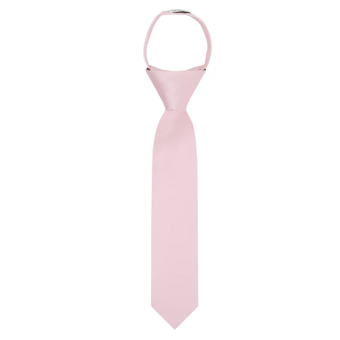 Kids' Solid 11" Zipper Tie - Bridal Pink