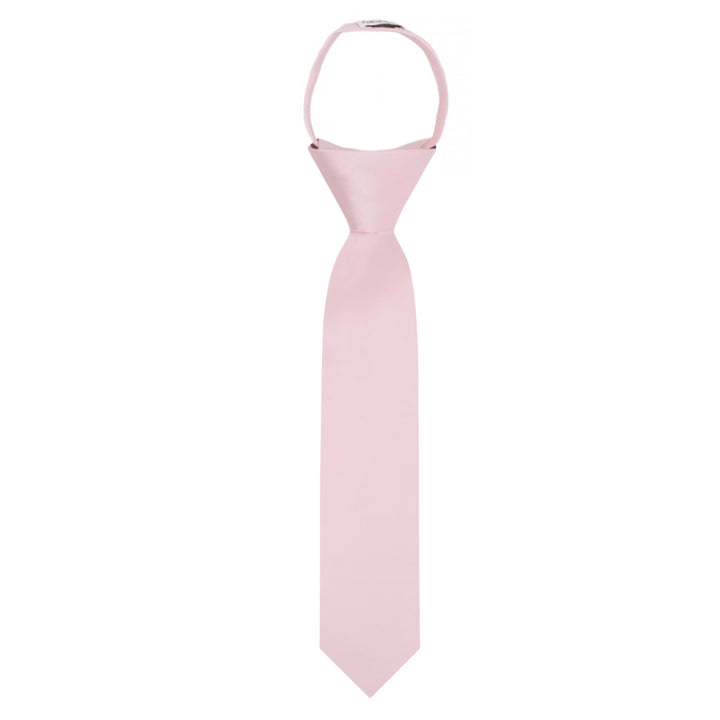 Kids' Solid 11" Zipper Tie - Bridal Pink
