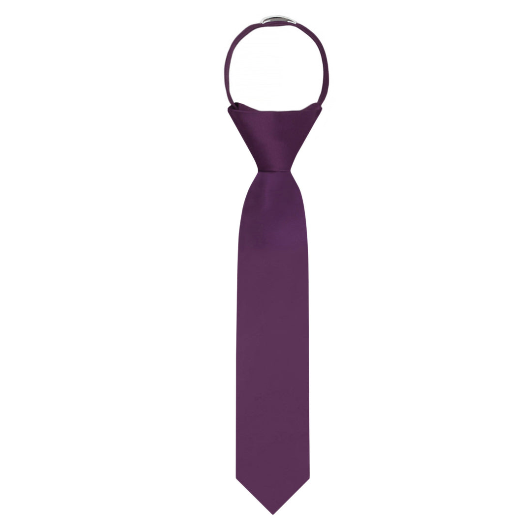 Kids' Solid 11" Zipper Tie - Eggplant