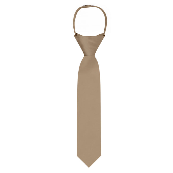 Kids' Solid 11" Zipper Tie - Tan