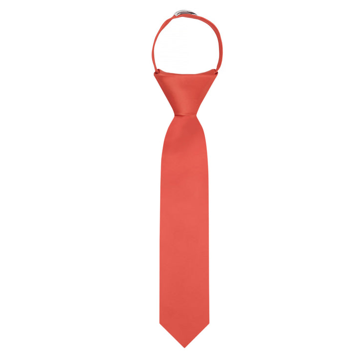 Kids' Solid 11" Zipper Tie - Coral