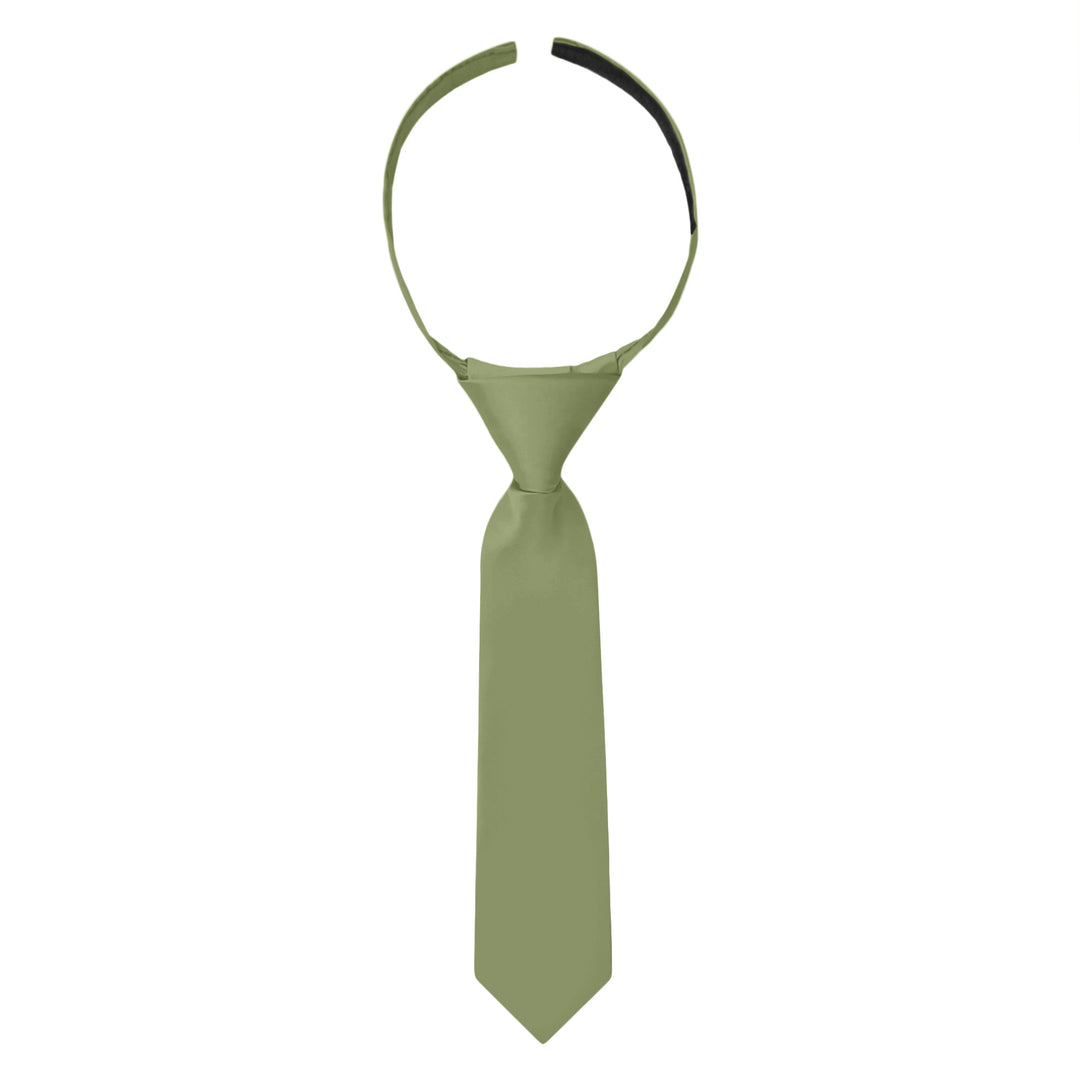 Baby's Solid 8" Hook-and-Loop Band Tie - Olive Green