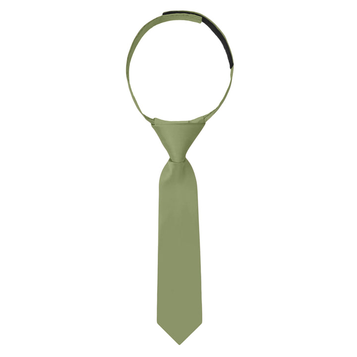 Baby's Solid 8" Hook-and-Loop Band Tie - Olive Green