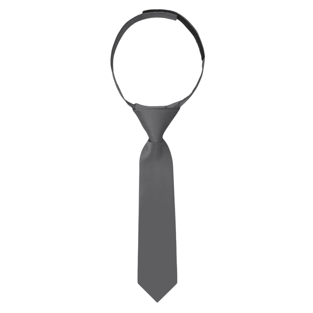 Baby's Solid 8" Hook-and-Loop Band Tie - Charcoal