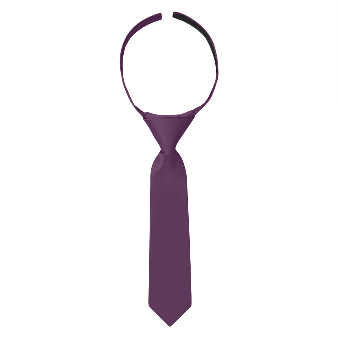 Baby's Solid 8" Hook-and-Loop Band Tie - Eggplant