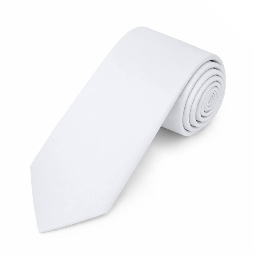 Solid Slim Tie - White