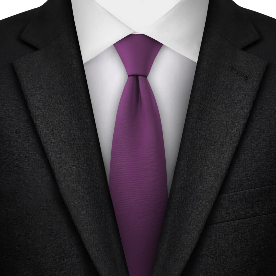 Solid Slim Tie - Eggplant