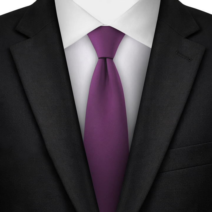 Kids' Solid 11" Zipper Tie - Eggplant