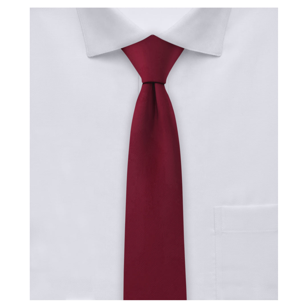 Wedding Solid Skinny Tie - Burgundy