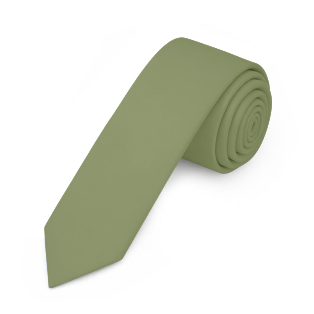 Solid Skinny Tie - Olive Green