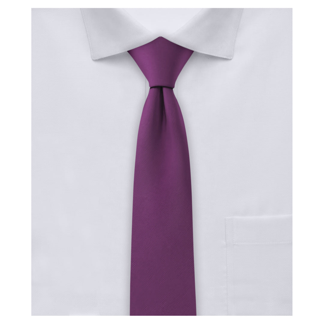 Wedding Solid Skinny Tie - Eggplant