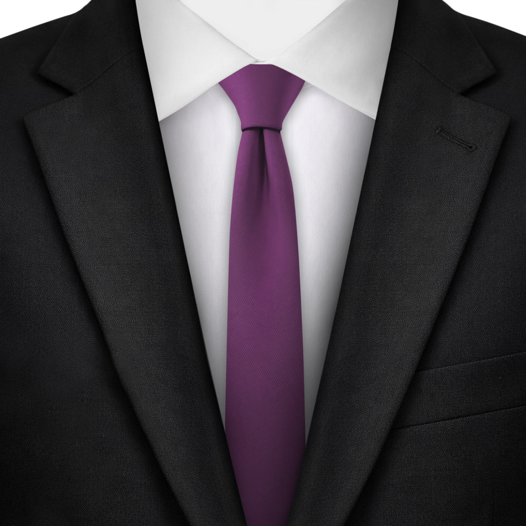 Solid Ultra Skinny Tie - Eggplant