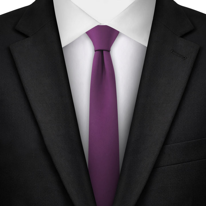 Solid Ultra Skinny Tie - Eggplant