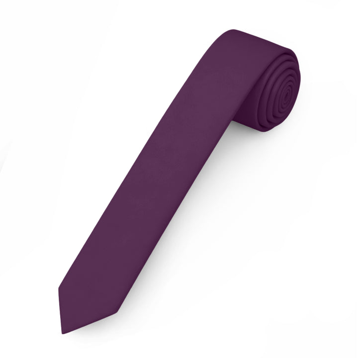 Solid Ultra Skinny Tie - Eggplant