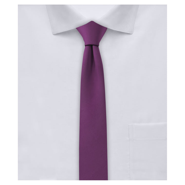 Solid Ultra Skinny Tie - Eggplant