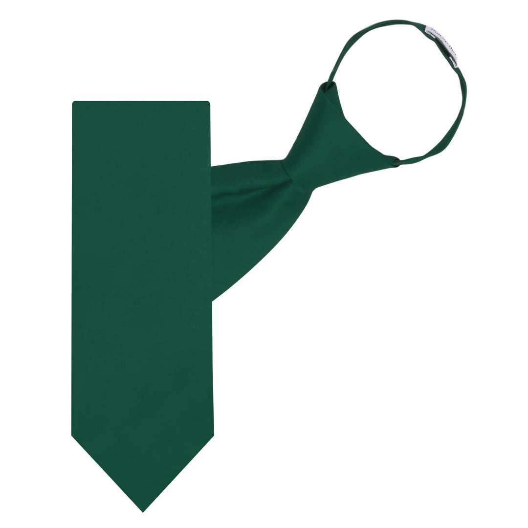 Solid Zipper Tie - Forest Green