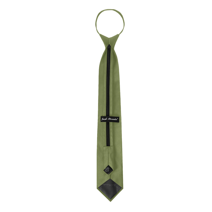 Solid Zipper Tie - Olive Green
