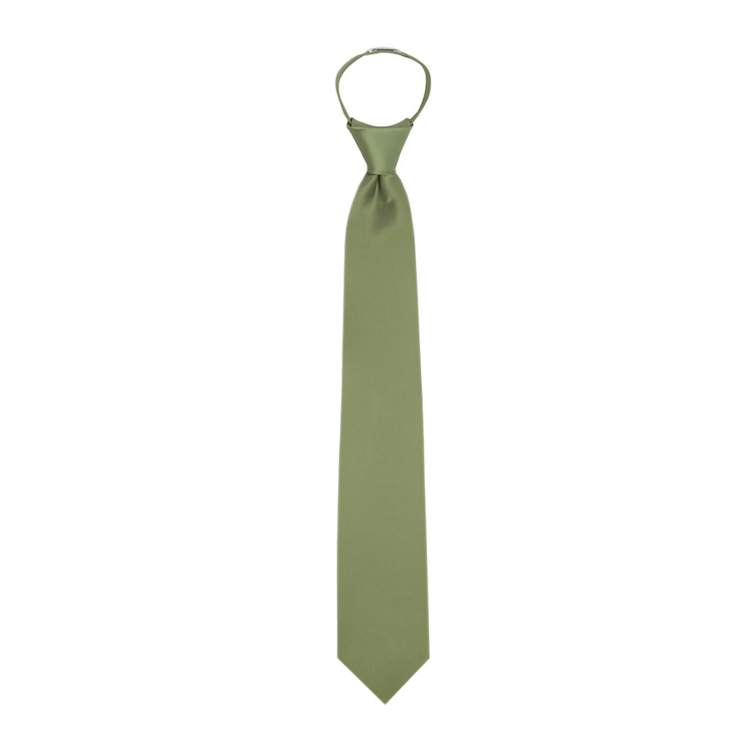 Wedding Solid Zipper Tie - Olive Green