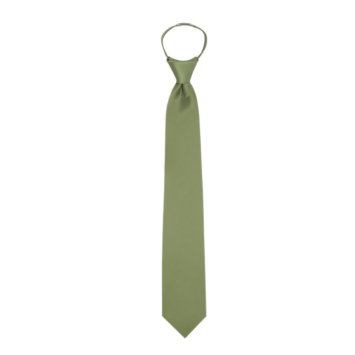Wedding Solid Zipper Tie - Olive Green