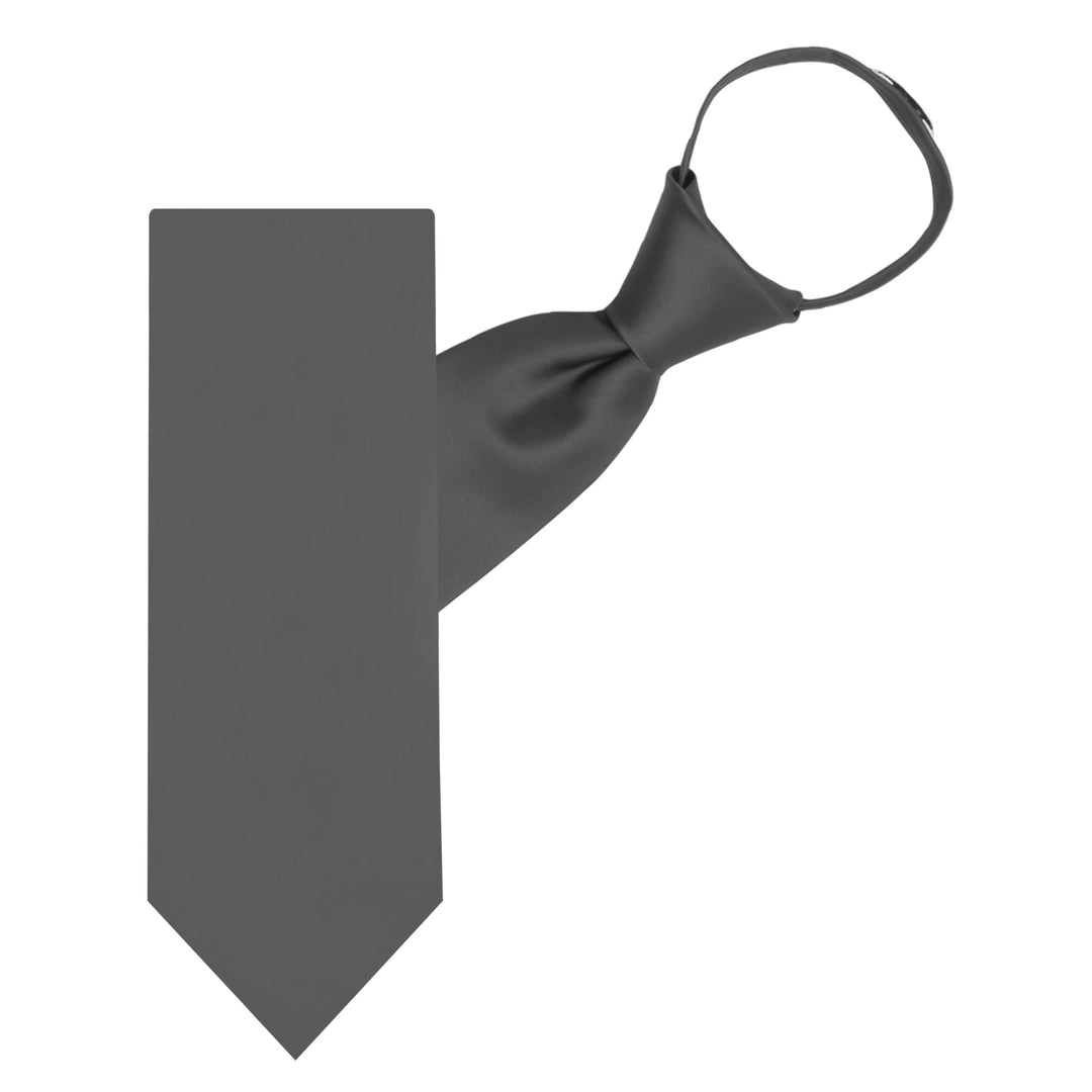 Solid Zipper Tie - Charcoal