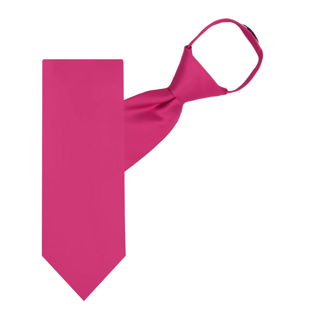 Solid Zipper Tie - Fuchsia Pink