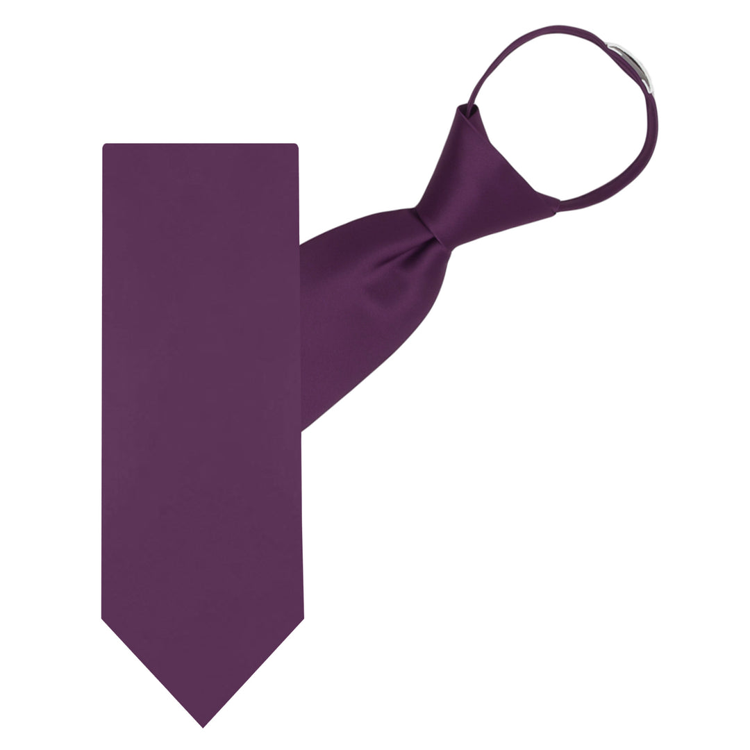 Solid Zipper Tie - Eggplant