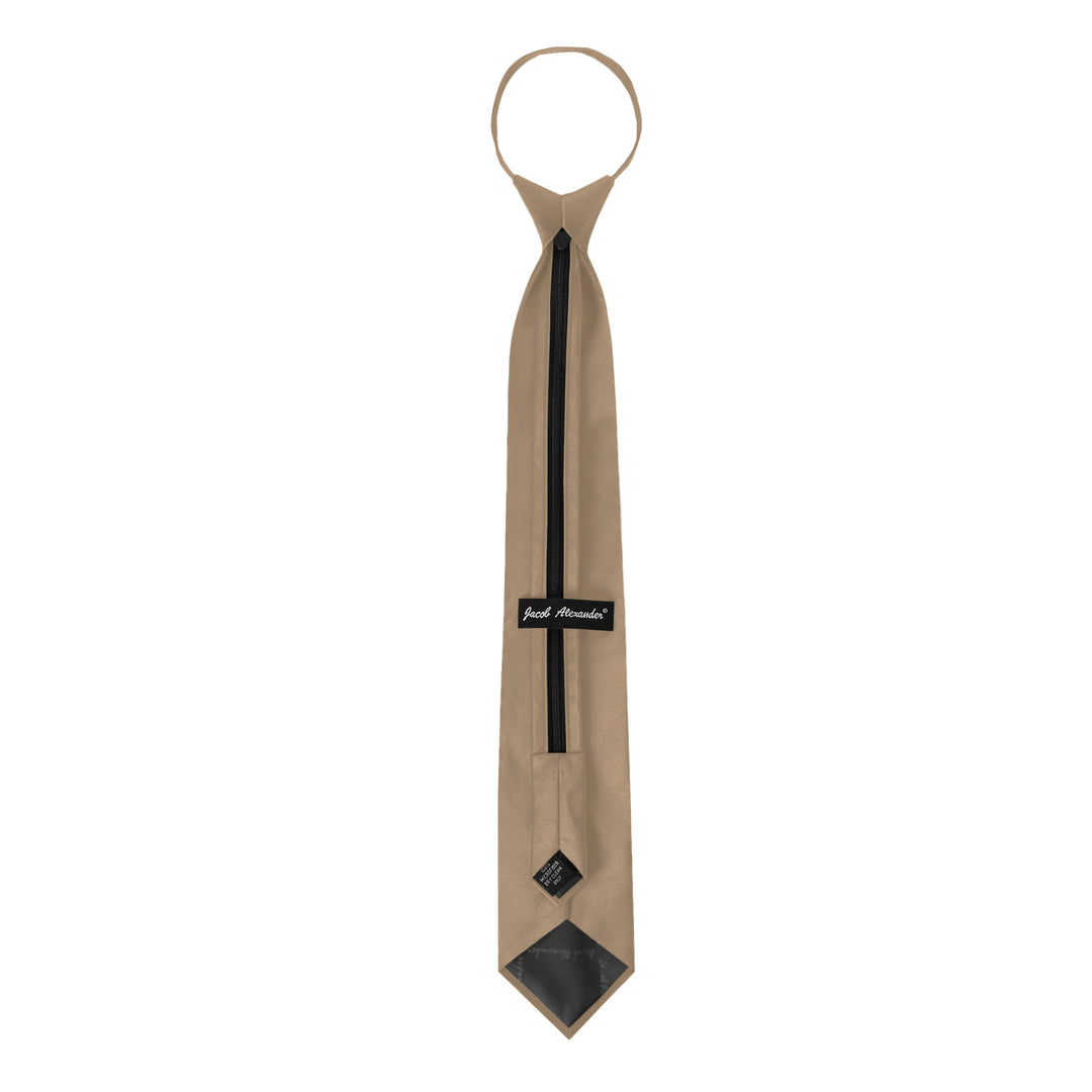 Solid Zipper Tie - Tan