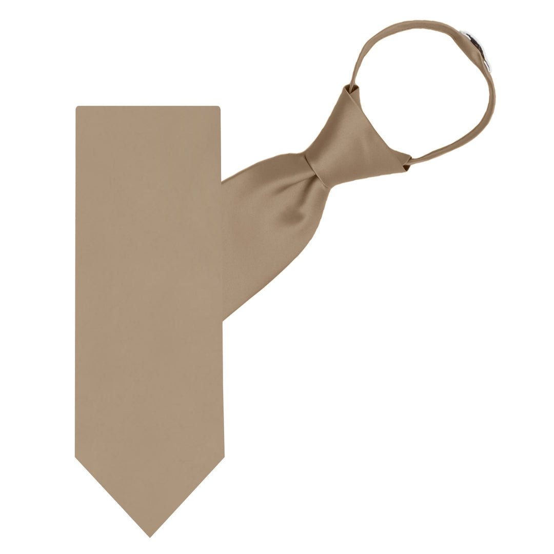 Solid Zipper Tie - Tan
