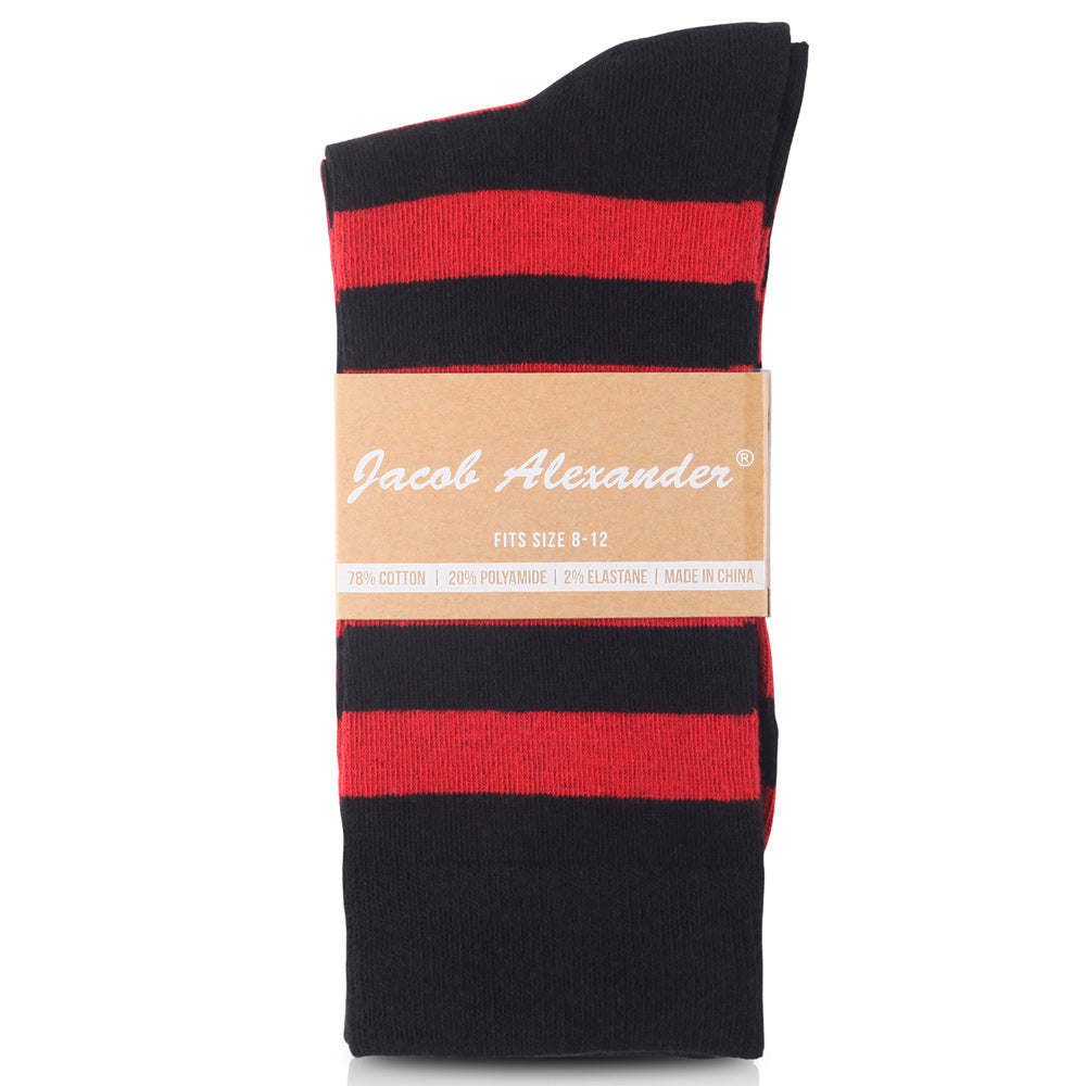 College Stripe Black & Red Crew Socks