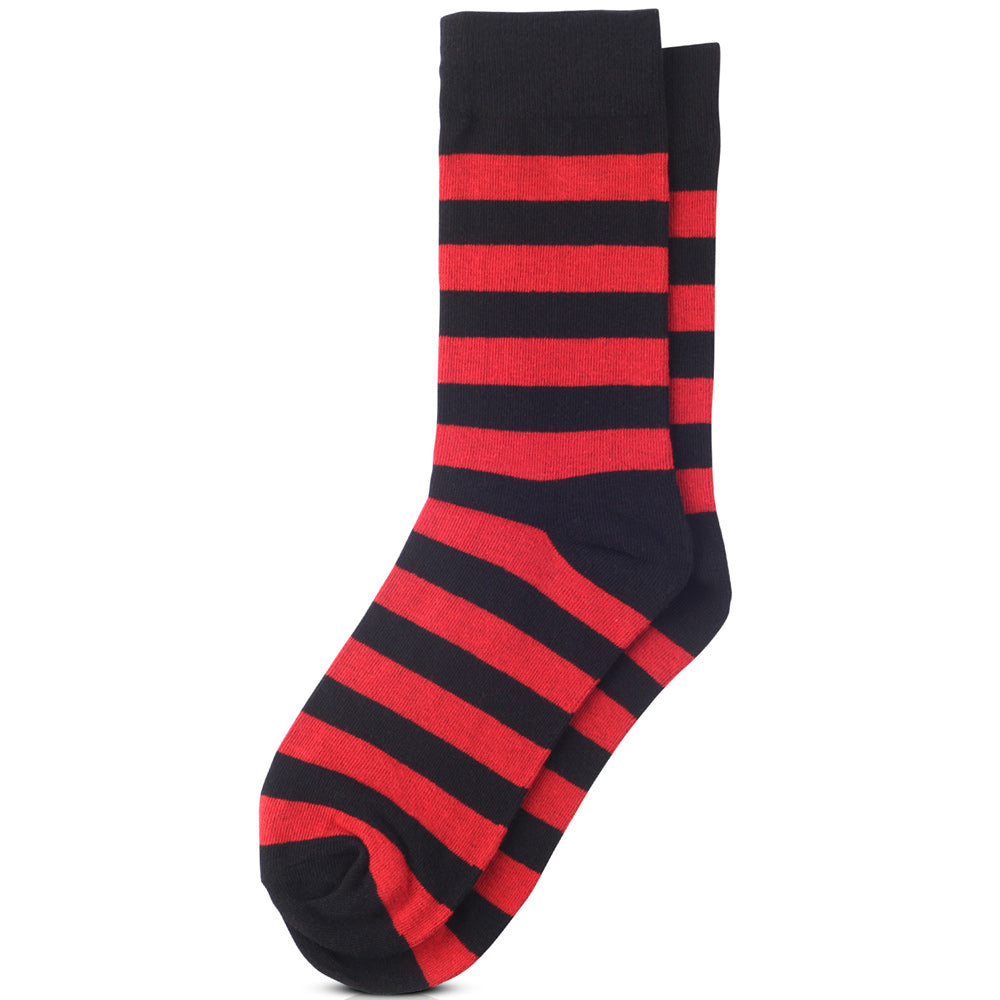 College Stripe Black & Red Crew Socks