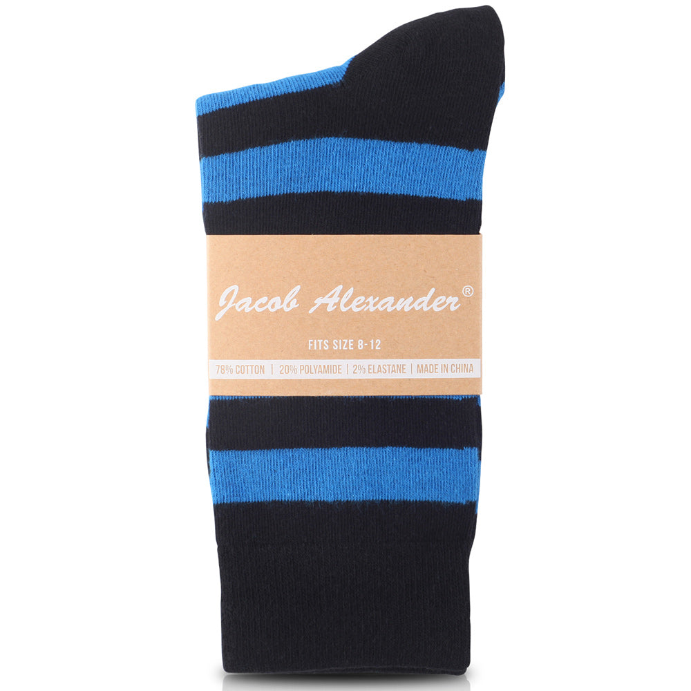 College Stripe Black & Royal Blue Crew Socks
