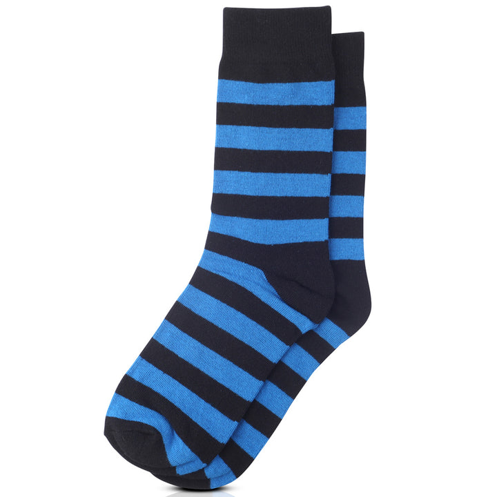 College Stripe Black & Royal Blue Crew Socks