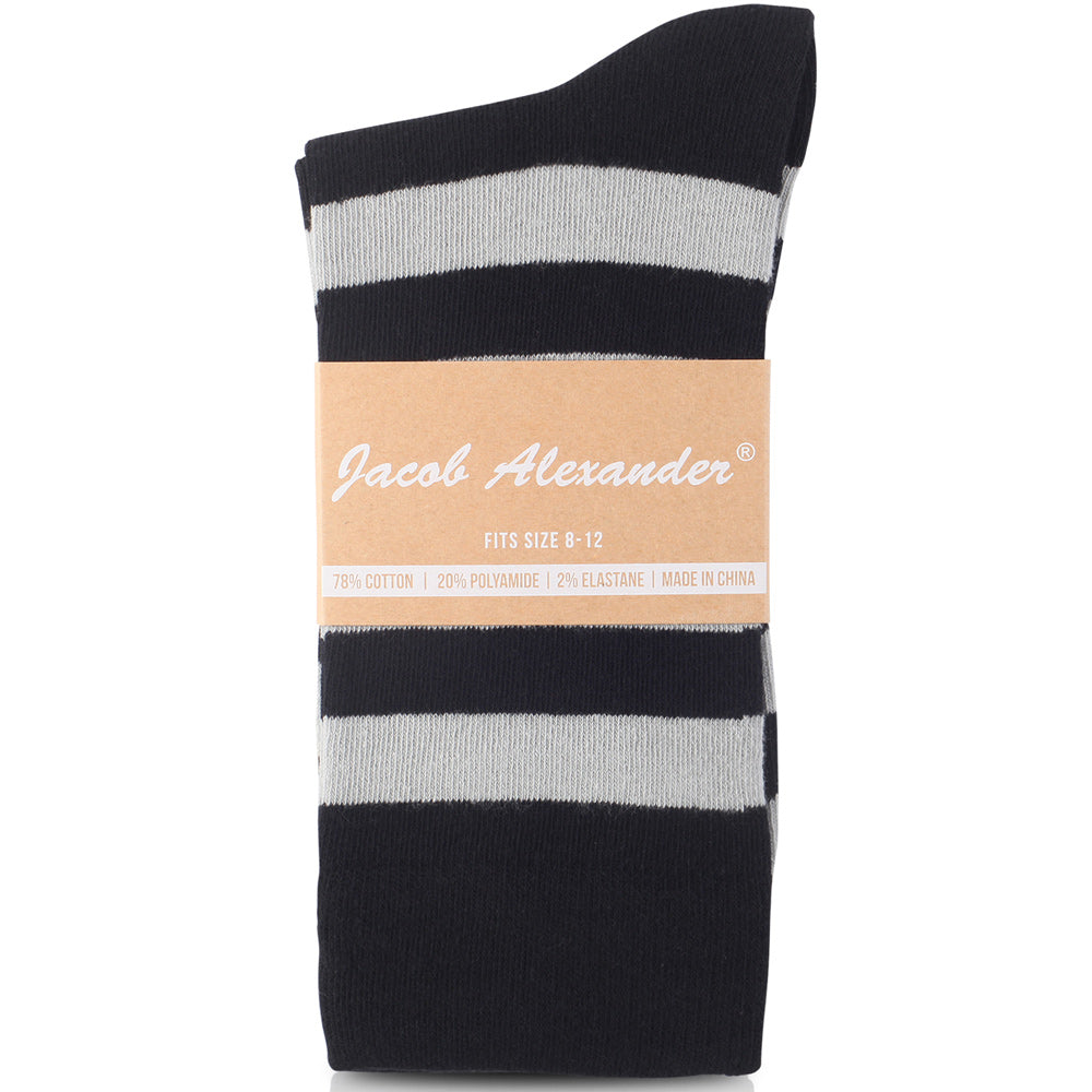 College Stripe Black & Silver Crew Socks