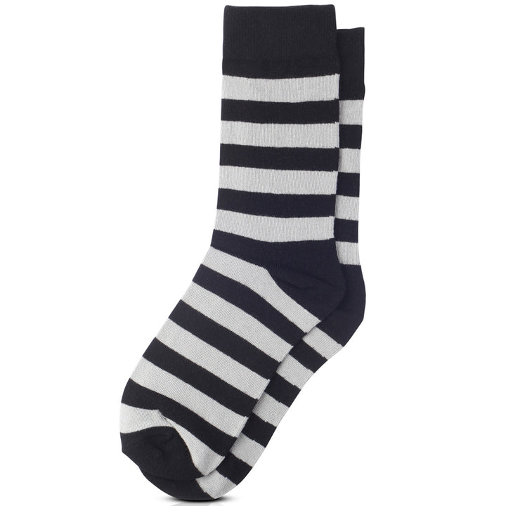 College Stripe Black & Silver Crew Socks