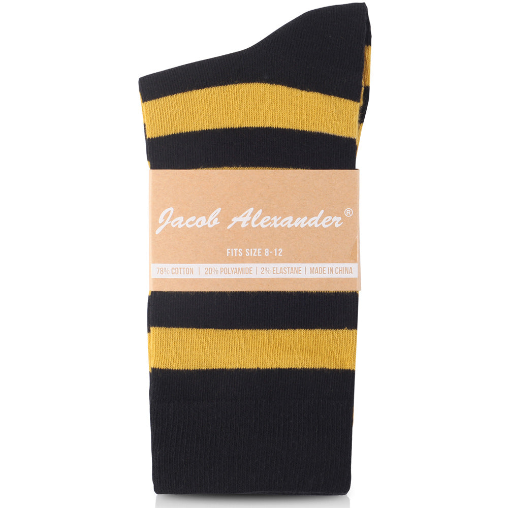 College Stripe Black & Gold Crew Socks
